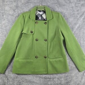 Crown & Ivy Women's XL Green Double Breasted Peacoat Jacket Academia